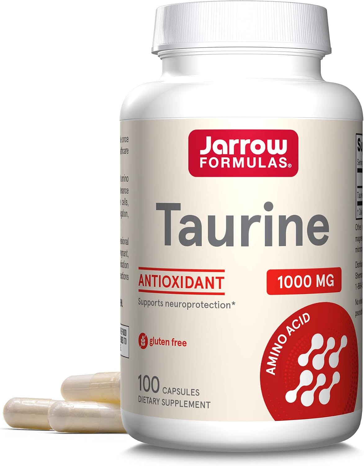 Jarrow Formulas Taurine 1000 mg, Amino Acid Supplement, 100 Capsules