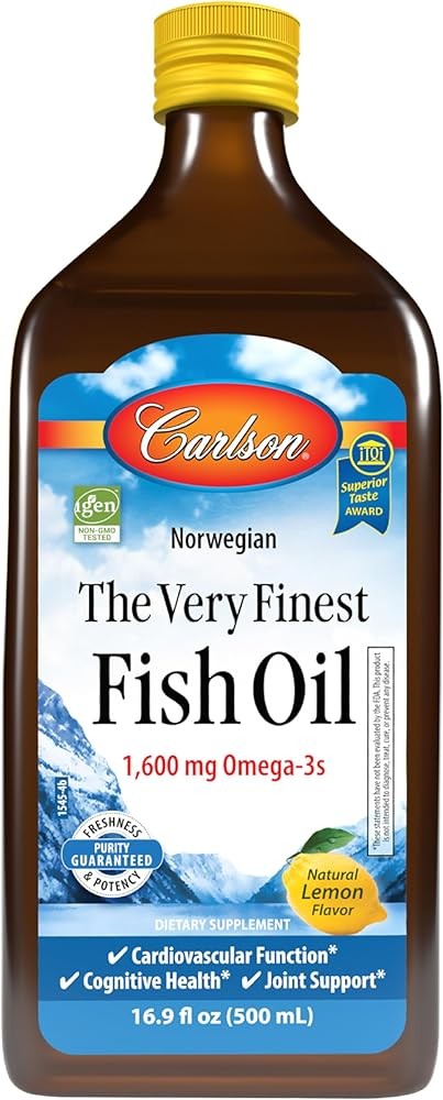 Carlson - The Very Finest Fish Oil, 1600 mg Omega-3s, Liquid Supplement, Norwegian, Wild-Caught