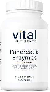 Vital Nutrients Pancreatic Enzymes 1000mg (Full Strength) - Pancreatin Digestion Supplement with Protease, Amylase & ...