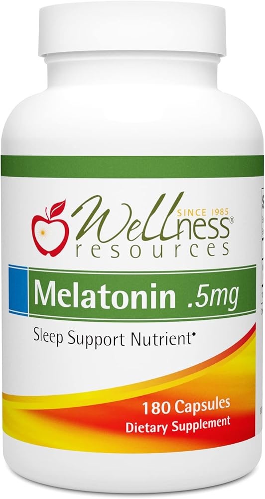 Wellness Resources 0.5mg Melatonin Capsules - Natural Sleep Support Supplement - Gluten Free Sleep Aid, Preservative ...