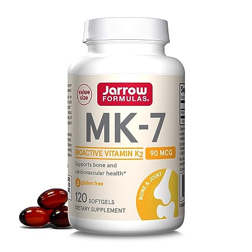 Jarrow Formulas MK-7 90 mcg - Bioactive Form of Vitamin K2-120 Servings (Softgels) - for Bone & Cardiovascular Health - Vitamin K2 MK-7 Dietary Supplement - Gluten-Free