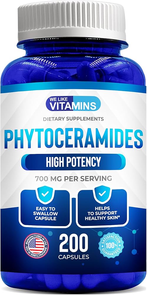 We Like Vitamins Phytoceramides 700mg - 200 Capsules All Natural Wheat Free and Plant Based - Phytoceramide Supplement