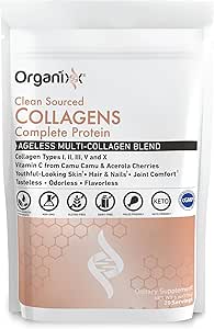 Organixx Clean Sourced Collagen Peptides Powder with Vitamin C, Types I, II, III, V, X Hydrolyzed Collagen, Hair, Nai...