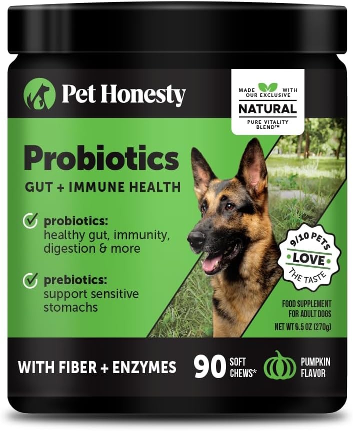 Pet Honesty Probiotics for Dogs - Digestive Enzymes Promotes Gut Health, Dog Probiotics for Bowel Support, Fiber for ...