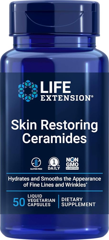 Life Extension Skin Restoring Ceramides, 50 Veg Capsules - Vegetarian Phytoceramide Supplement
