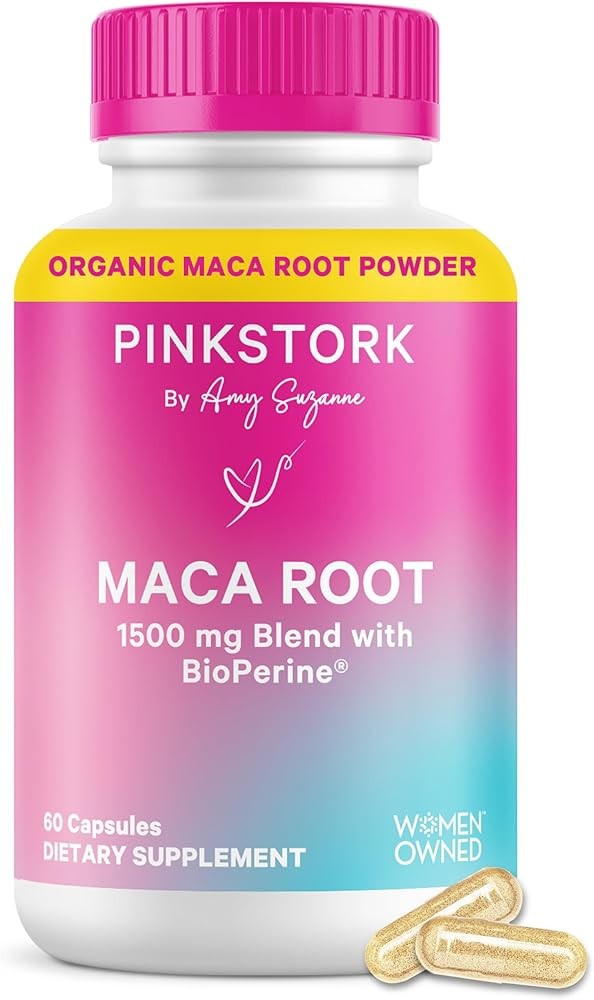 Pink Stork Maca Root Capsules with BioPerine for Hormonal Balance
