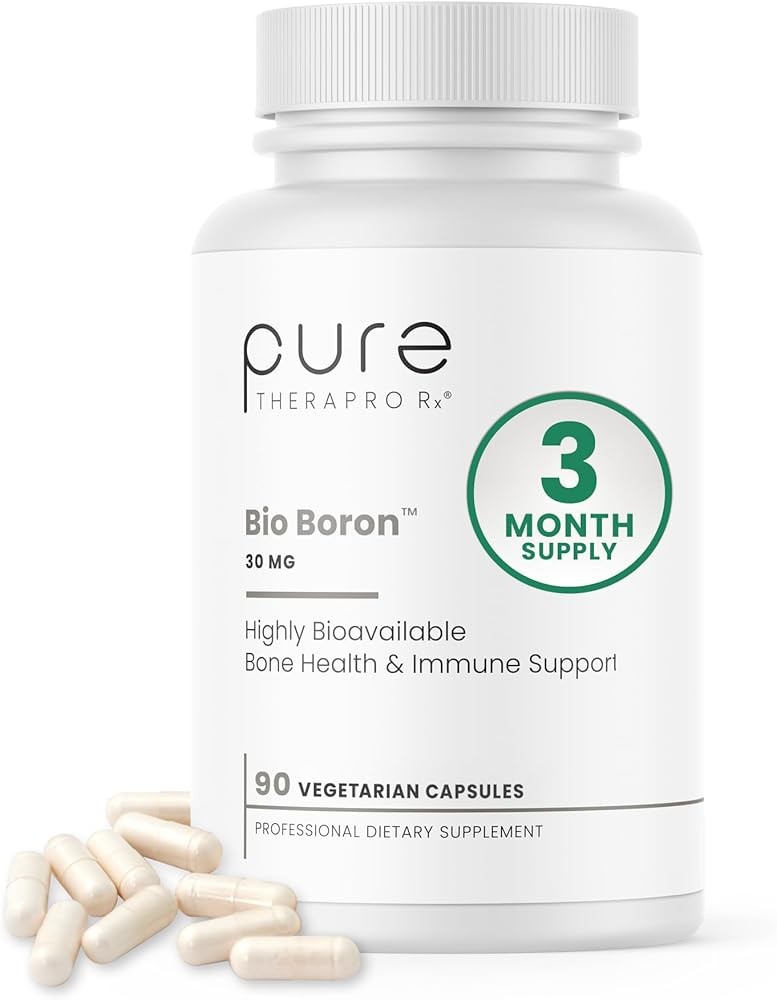 Pure TheraPro Rx Bio Boron, 30mg/Capsule, 90 Capsules, Bororganic Glycine Boron Supplements for Men & Women, Vegan Mi...