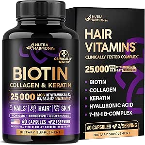 NUTRAHARMONY Biotin Collagen Hyaluronic Acid Keratin - Support Normal Hair Growth Cycle