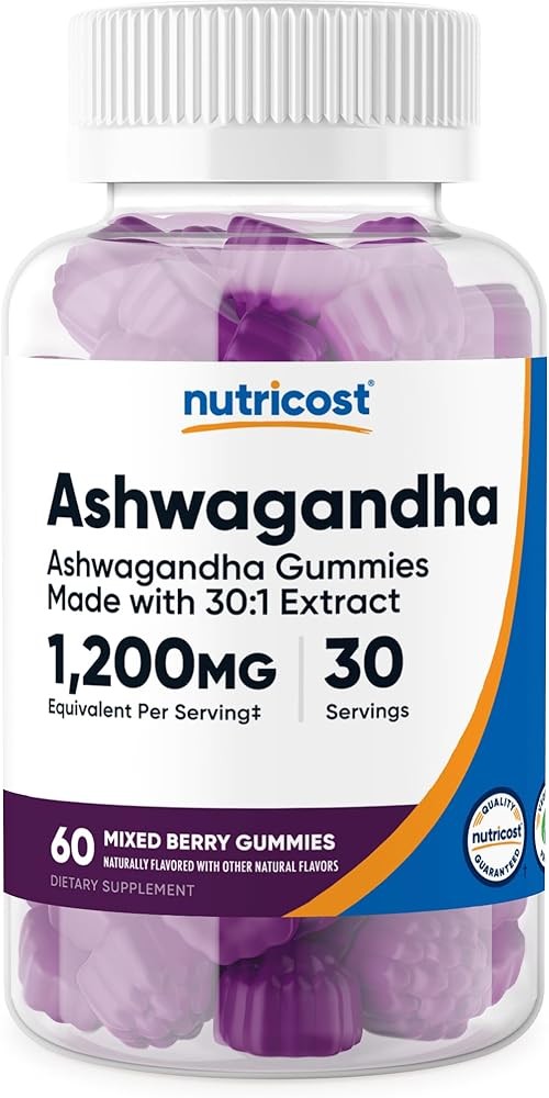 Nutricost Ashwagandha Gummies (Mixed Berry) 1,200mg Equivalent from 40mg of 30:1