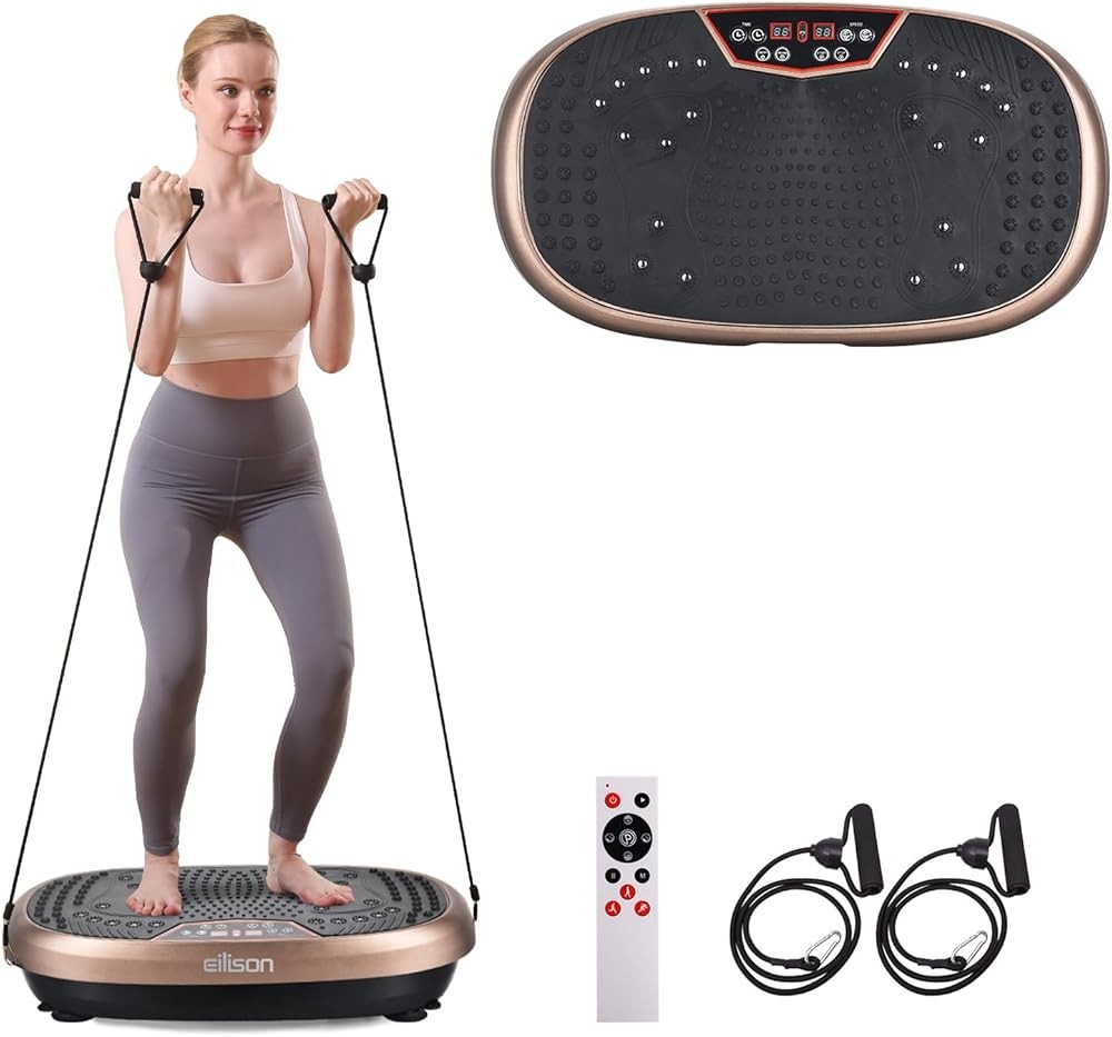 EILISON FitMaxx 3D XL Vibration Plate Exercise Machine - Whole Body Workout Vibration Platform w/Loop Bands - Lymphat...
