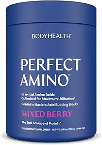 BodyHealth PerfectAmino Powder - BCAA and EAA Powder for Pre and Post Workout - Amino Acid Energy Drink for Men and W...