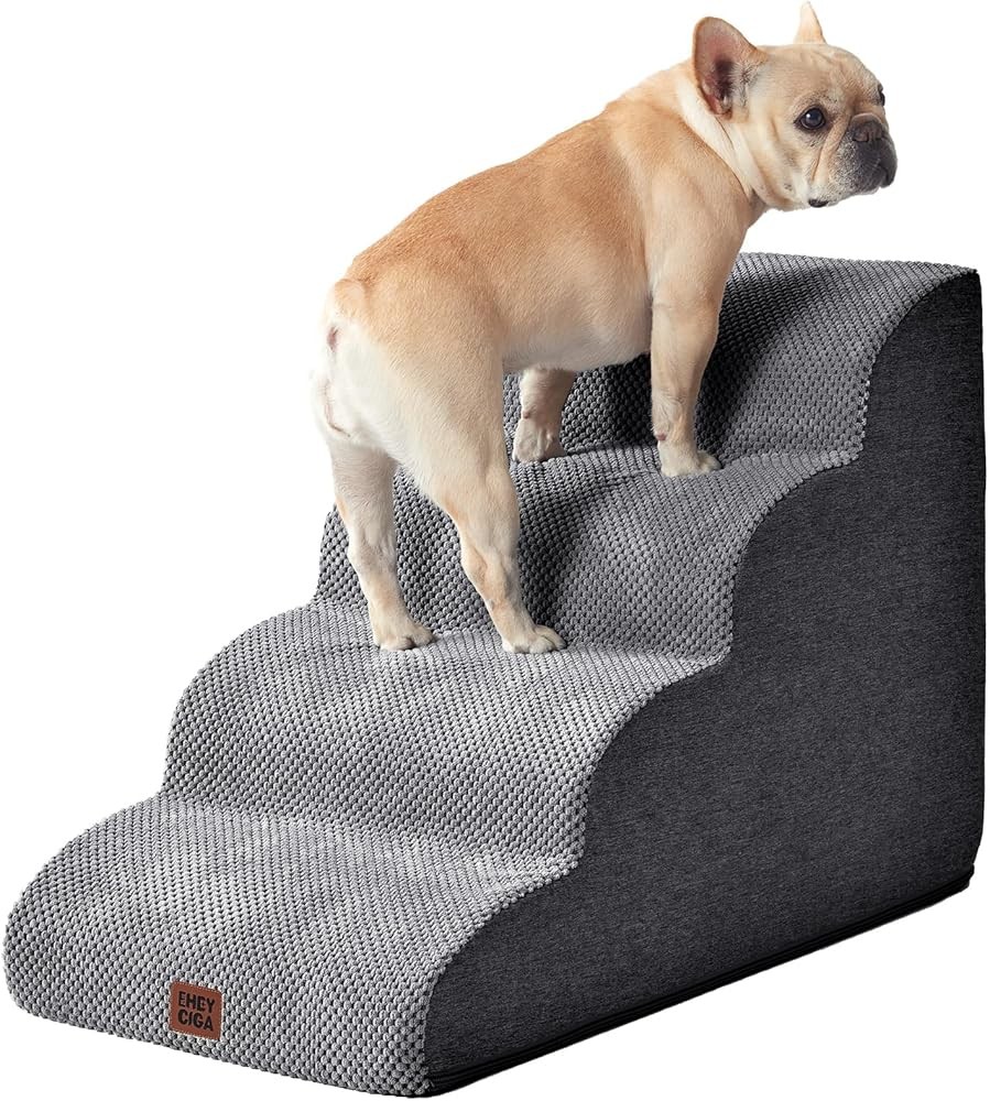 EHEYCIGA Curved Dog Stairs for High Beds