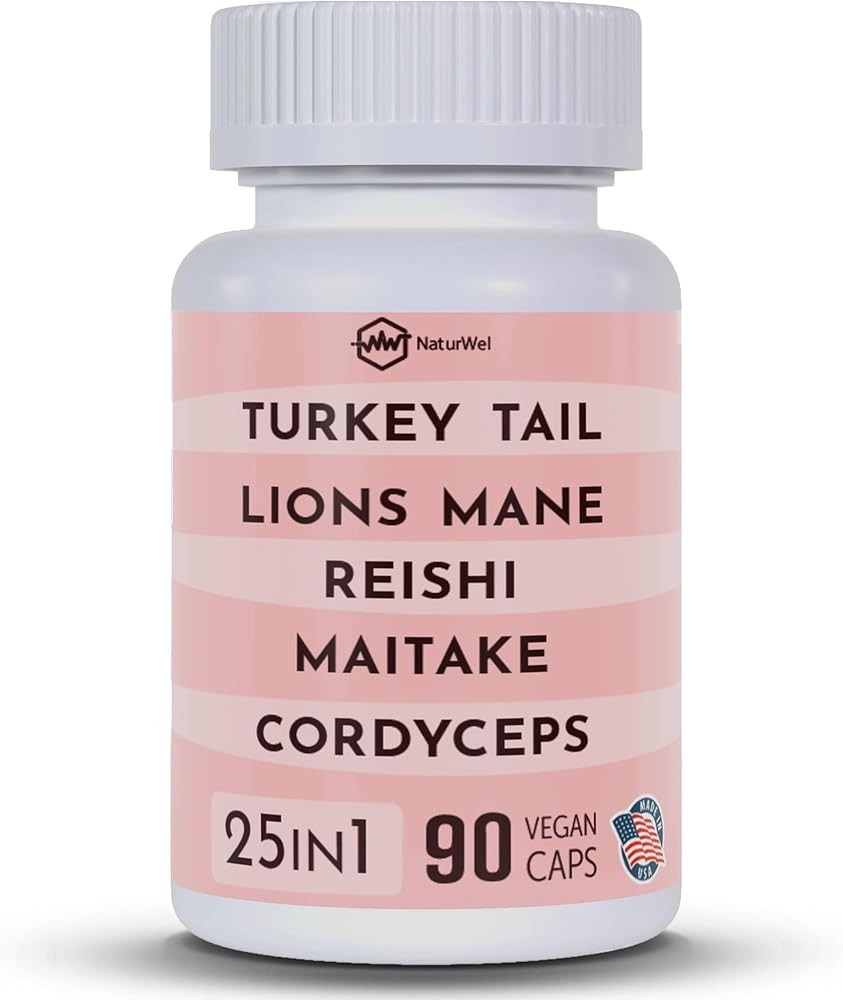 Turkey Tail 3000mg Lions Mane 3000mg Reishi 1500mg Mushroom Blend with Chaga Maitake Cordyceps Shiitake Field | Mushr...