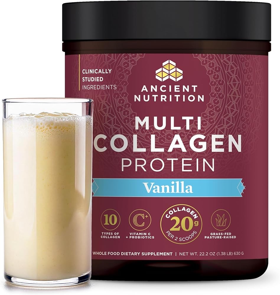 Ancient Nutrition Collagen Peptides Powder, Multi Collagen Protein, Women & Men, Vitamin C, Probiotics, Hydrolyzed Co...
