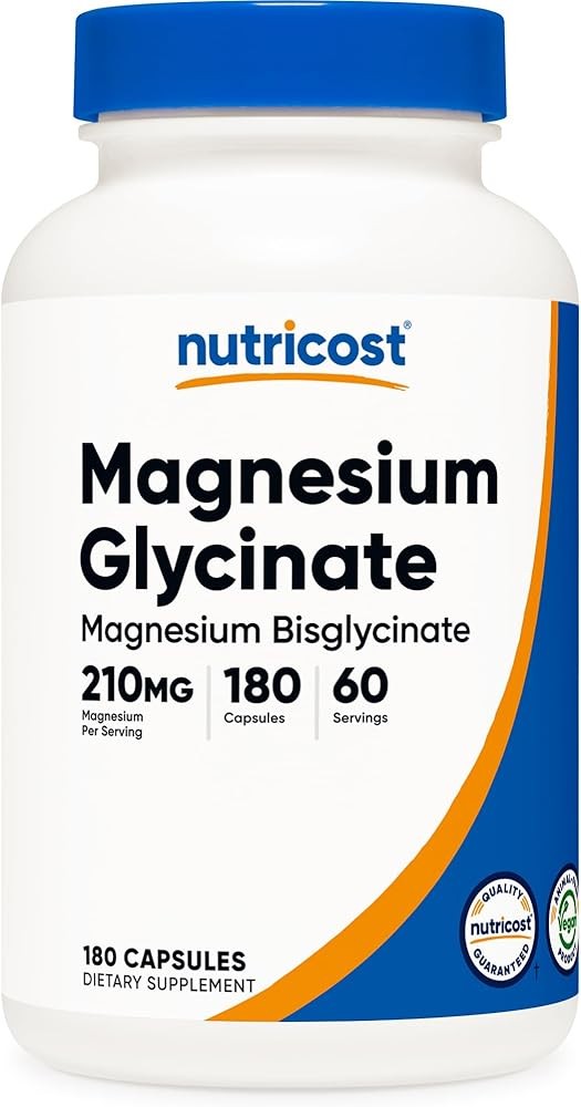 Nutricost Magnesium Glycinate Capsules (180 Capsules, 210 mg Per Serving) - Magn