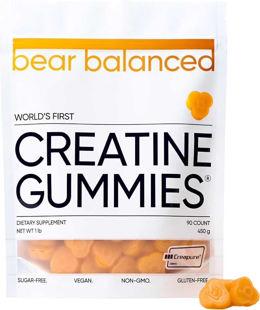 Bear Balanced Creatine Gummies for Men & Women - Creapure® Creatine Monohydrate, L-Theanine, L-Tyrosine & B12 for Mus...