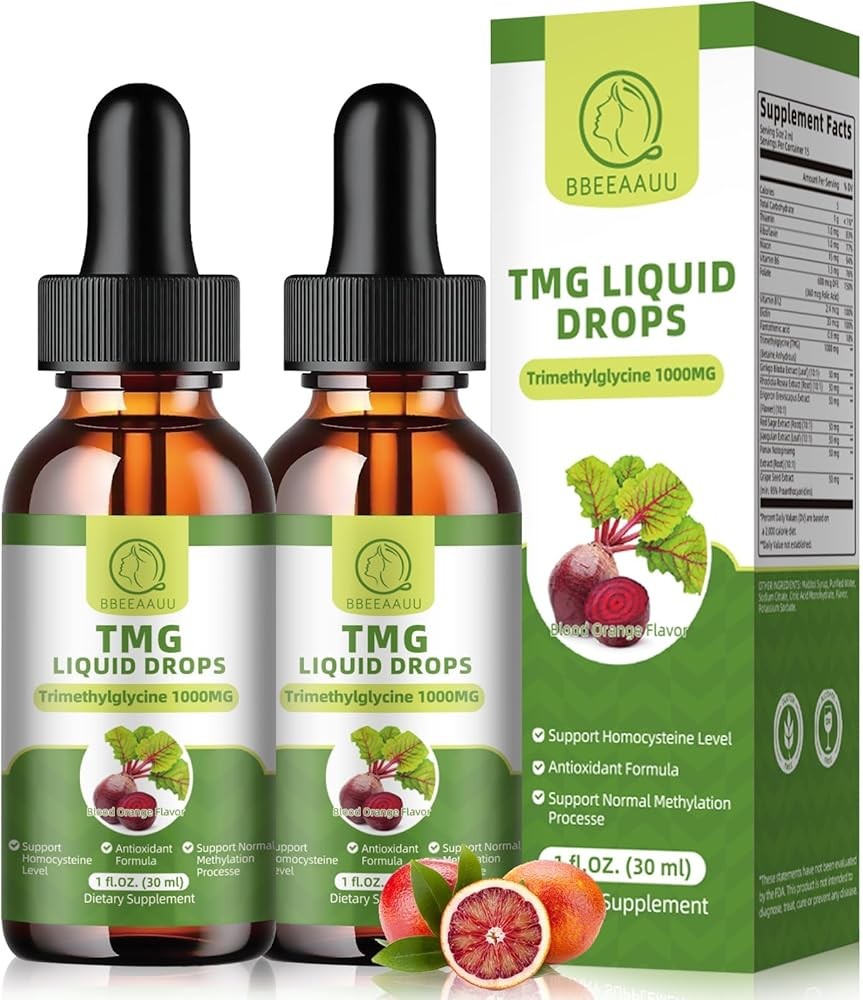 TMG Supplements 1000MG - Trimethylglycine Liquid Drops, Betaine High Absorption, Supports Methylation, Liver Wellness...