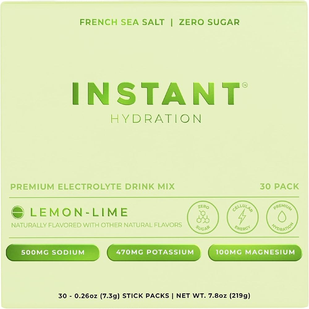 Instant Hydration Electrolytes Powder Packets - Lemon Lime Drink Mix - Zero Suga