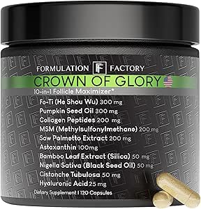 Formulation Factory Crown of Glory 10-in-1 Hair Growth Products - DHT Blocker for Men & Women with Pumpkin Seed Oil -...