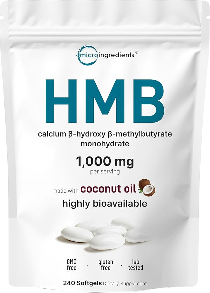 HMB 1,000mg | 240 Softgels with Coconut Oil | Highly Bioavailable | HMB Supplements for Men & Women | Calcium Beta-Hy...