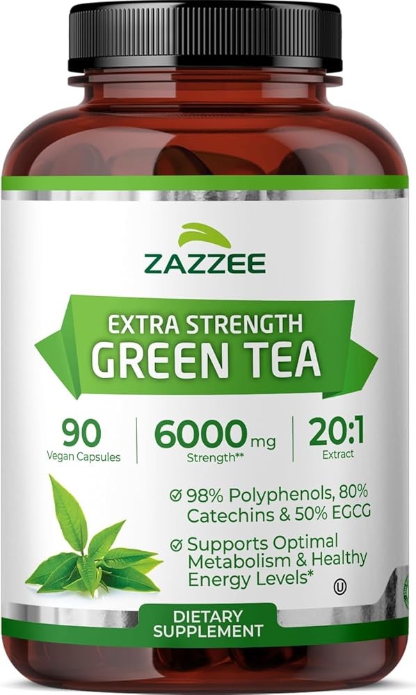 Zazzee Extra Strength Green Tea Extract 20:1, 6000 mg Equivalent, 50% EGCG, 98%