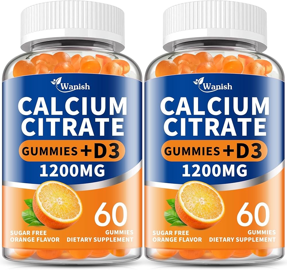 (2 Pack)Calcium Citrate 1200mg with Vitamin D3 Gummies for women &amp; Men，Calci