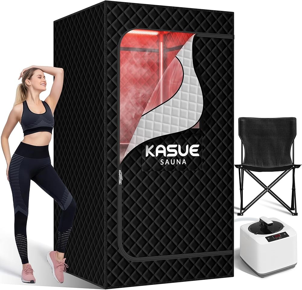 KASUE Portable Infrared Sauna, Steam Sauna with XL Steamer, 5-Layer Waterproof & Heat Insulation for Relaxation, Deto...