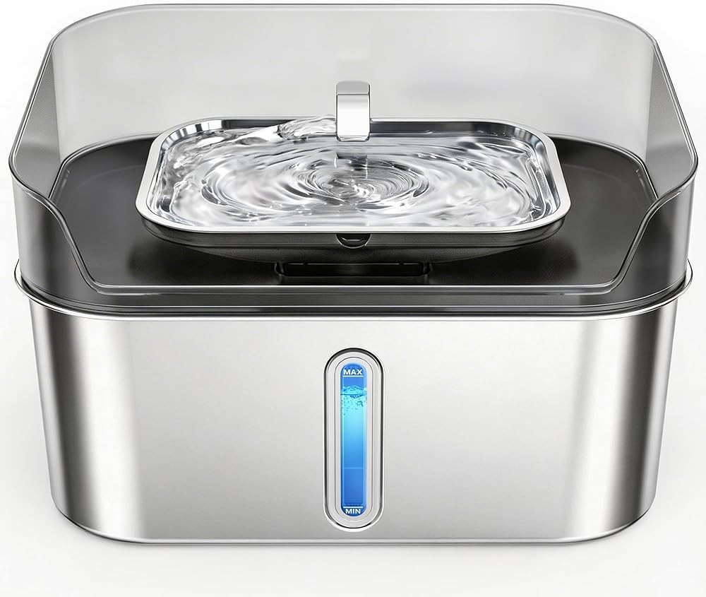 No Spill Dog Water Fountain Stainless Steel for Large Dogs
