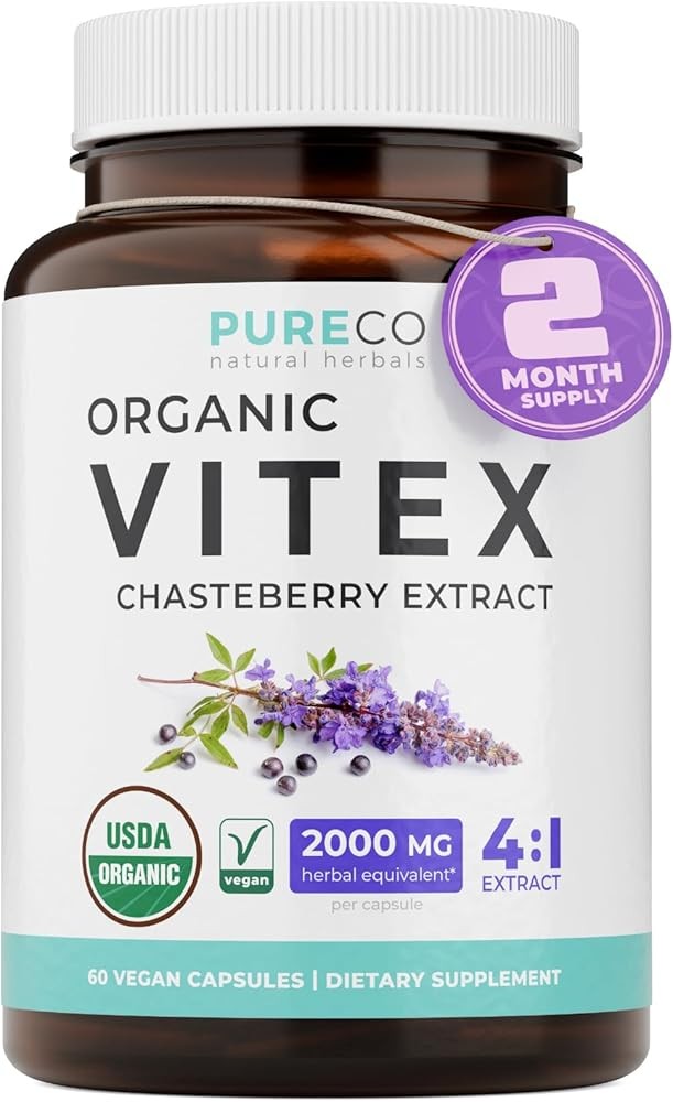 Organic Vitex Chasteberry Supplement for Women - High Strength Chaste Tree Berry Extract Supports Hormone Balance for...