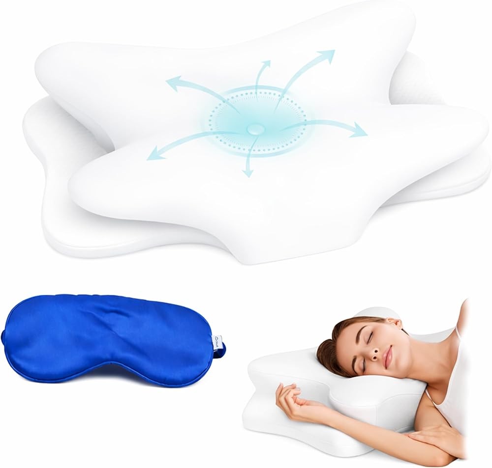 Cervical Pillow for Neck Pain Relief with Eye Mask